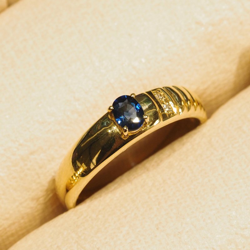 18K金蓝宝石气泡戒指 18K Gold The Blue Sapphire Bubble Ring - 戒指 - 贵金属 