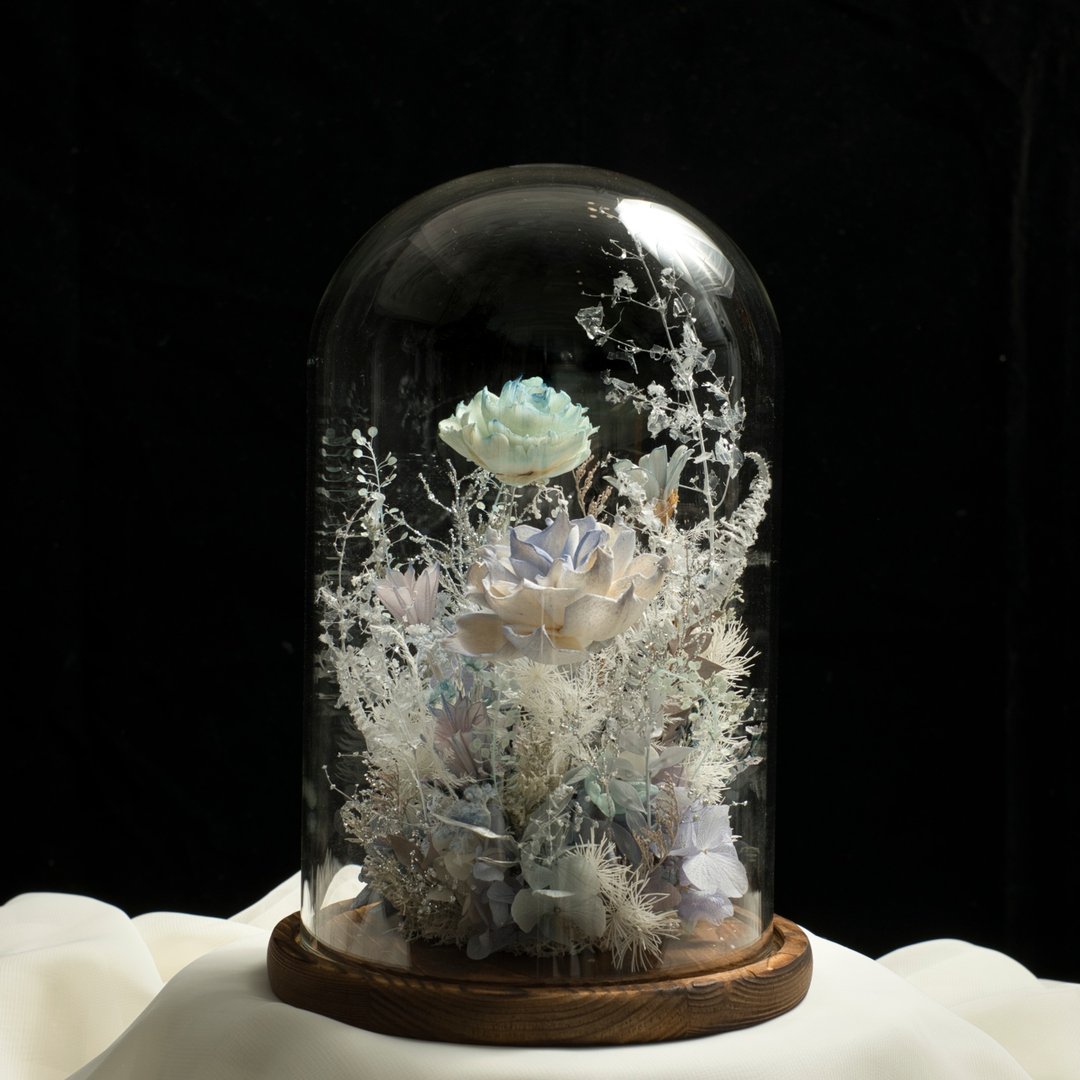 凛冬系列 - 永生钟罩花 冰晶 - 干燥花/捧花 - 植物．花 白色