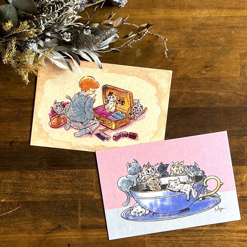 明信片【拜托】【茶会】 - 卡片/明信片 - 纸 白色