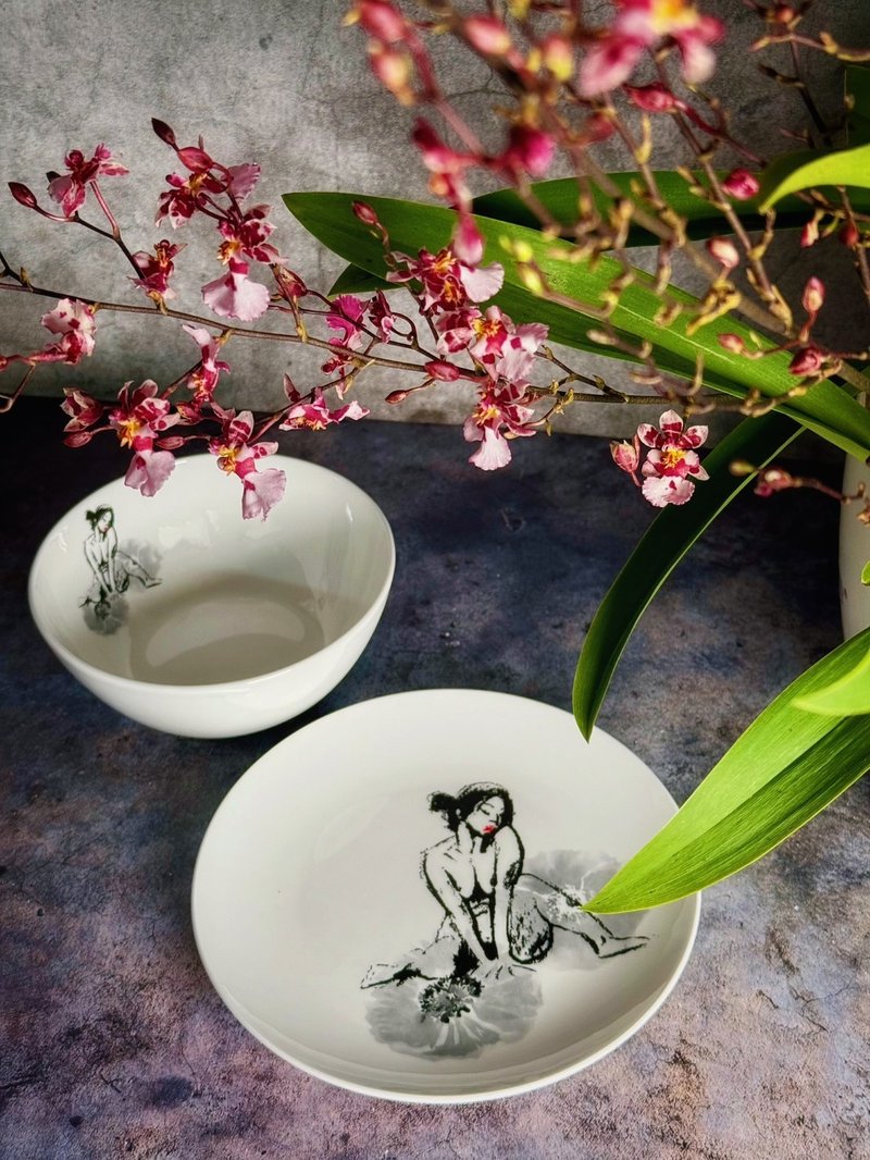 清吟 餐具组 一碗一盘 - 碗 - 瓷 白色