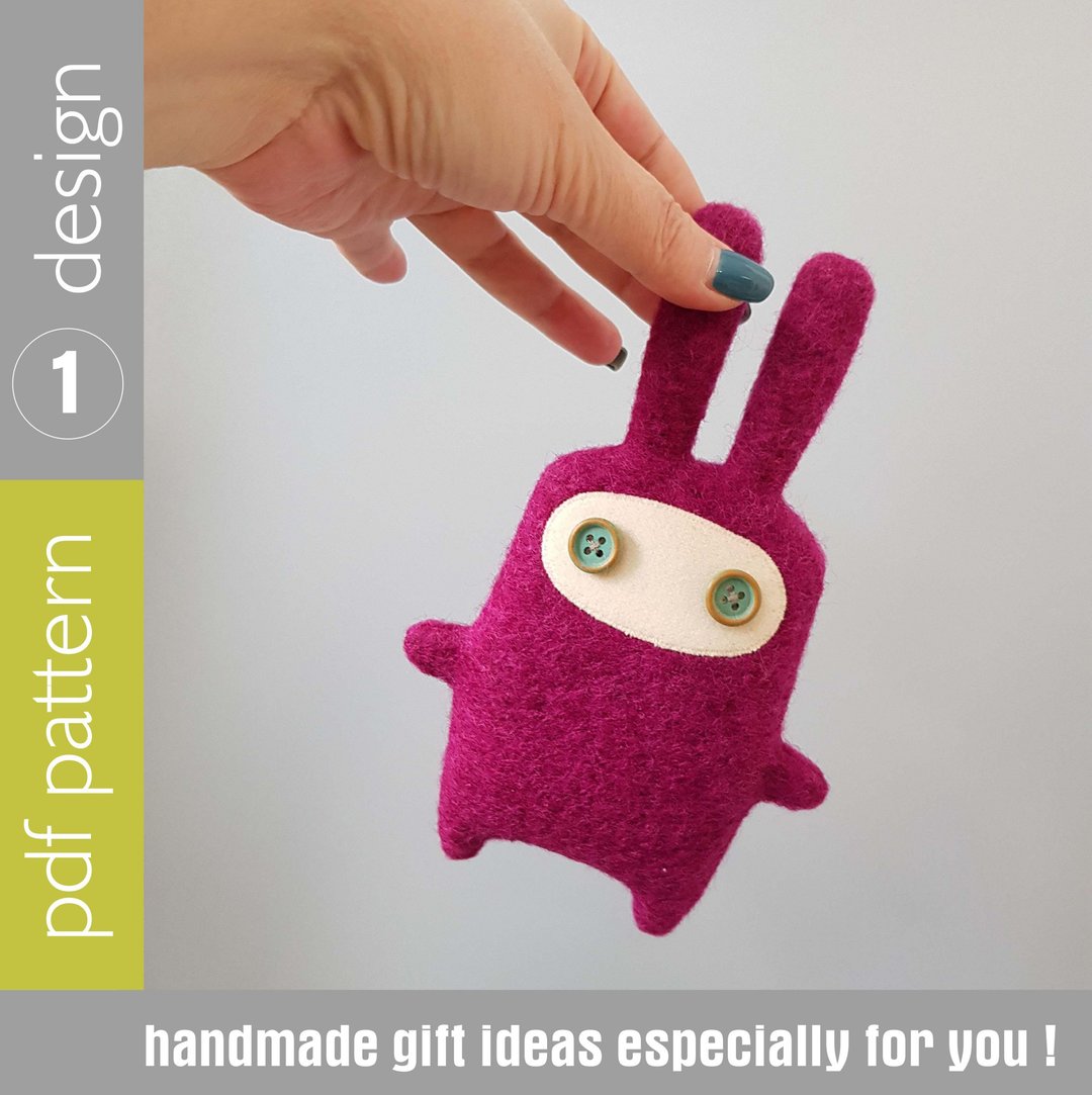 bunny doll sewing pattern PDF tutorial in English, stuffed animal sewing diy - 手工艺教程/工具书 - 其他材质 