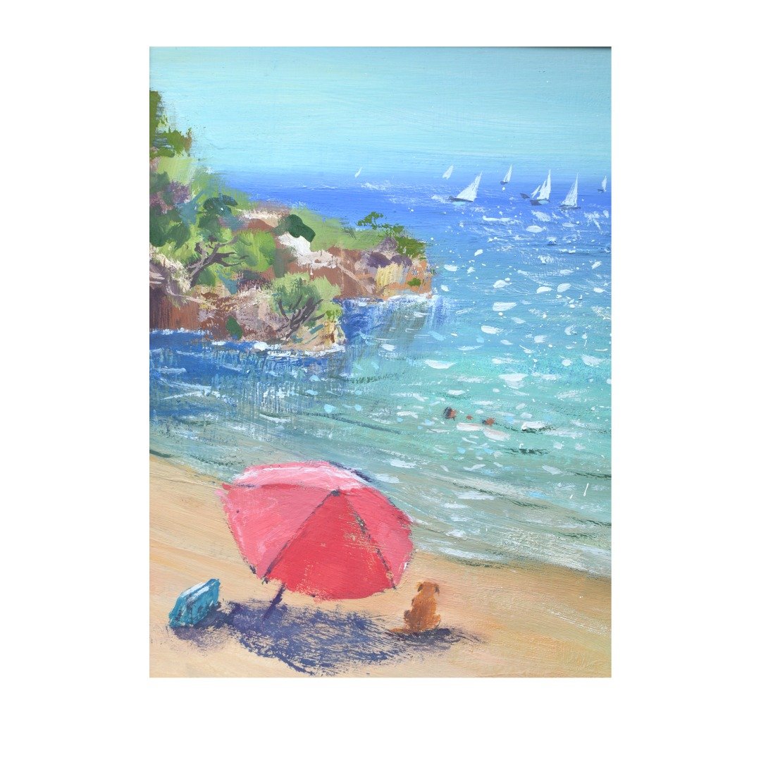 原创绘画 海洋画 海滨画 海景艺术 海 24x18cm - 插画/绘画/写字 - 其他材质 蓝色