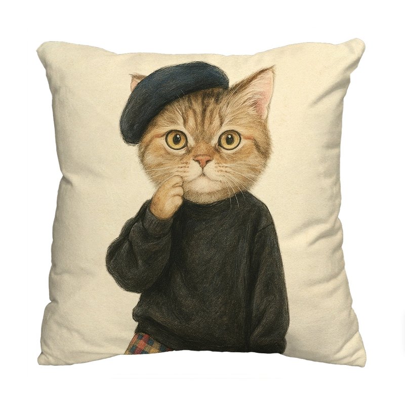 The Neko Ladies时尚猫咪抱枕 │ 法式猫 - 枕头/抱枕 - 棉．麻 多色