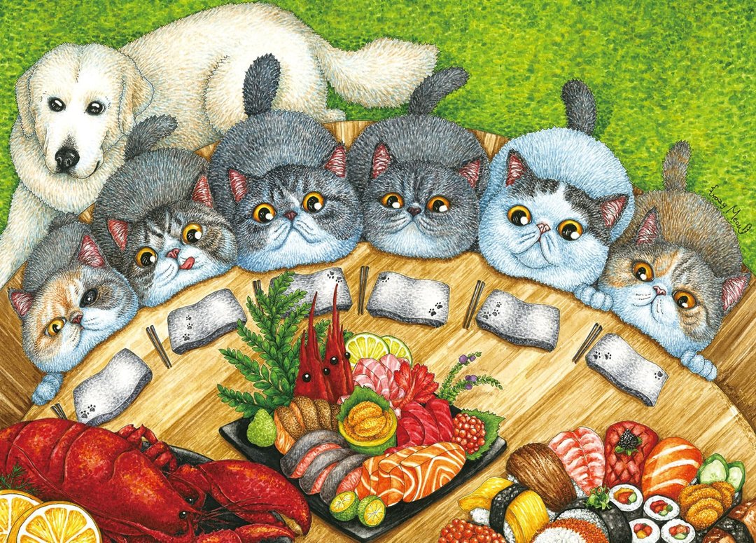 520片拼图 满满毛孩团圆饭(插画家:猫疯子) - 拼图 - 纸 