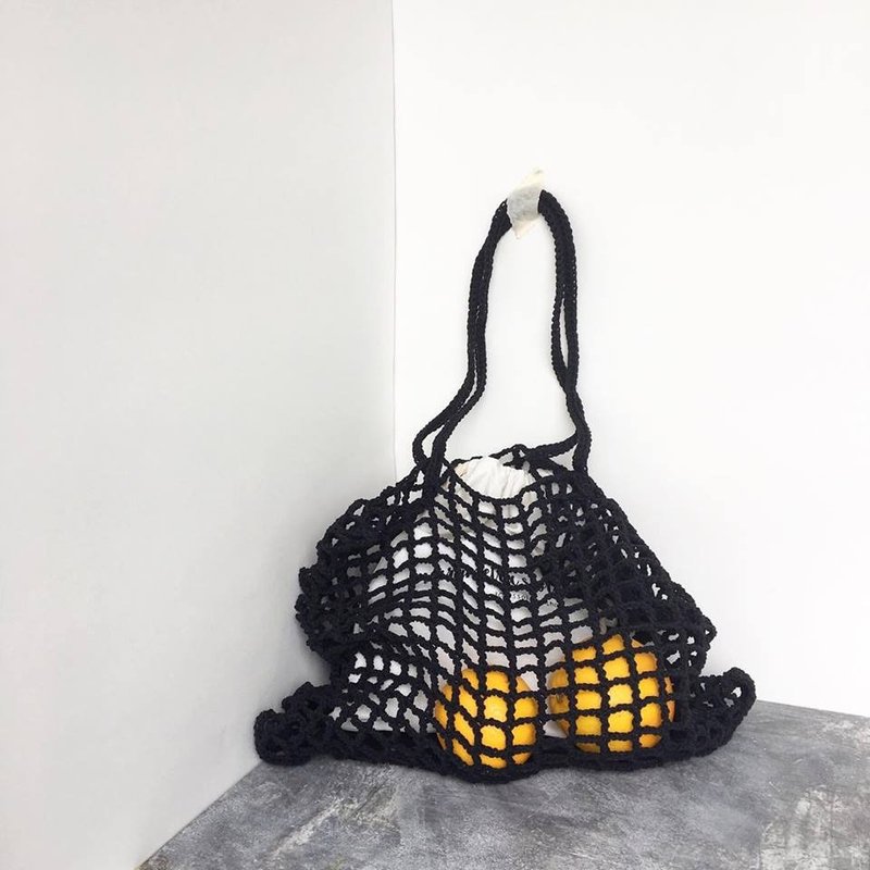 Black Nagridia Crochet bag - 手提包/手提袋 - 棉．麻 黑色