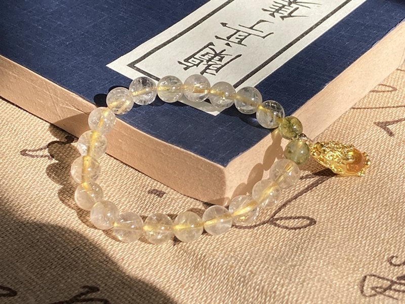 【貔貅揽财。水晶手链】金发晶、绿幽灵、黄水晶|14GF - 手链/手环 - 其他材质 黄色