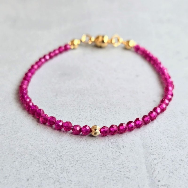 【日本制造】合成红宝石手链 – 高透明度・磁吸扣环 / 友善金属过敏者 - 手链/手环 - 宝石 红色