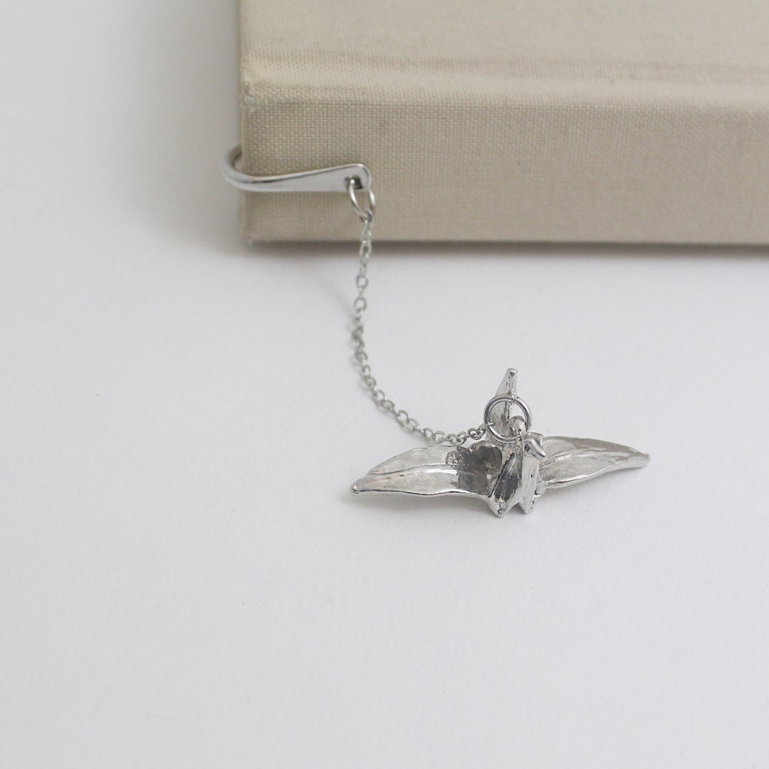 Origami,Origami bookmark,Origami, bird motif,wish bookmark,Silver folding crane - 书签 - 其他材质 银色