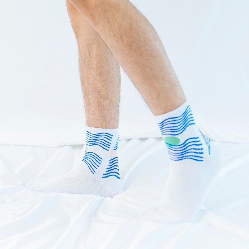 涟漪 白色中性袜子 - 袜子 - 棉．麻 