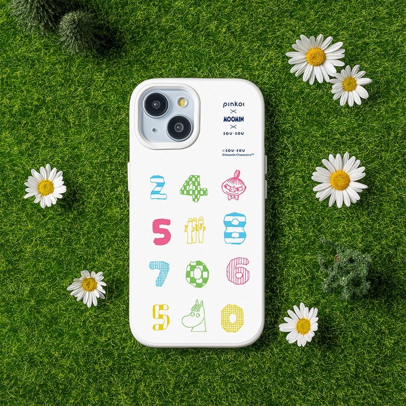 【Moomin x SOU・SOU】SolidX MagSafe兼容吸震手机壳|数游-彩色: - 手机壳/手机套 - 塑料 白色