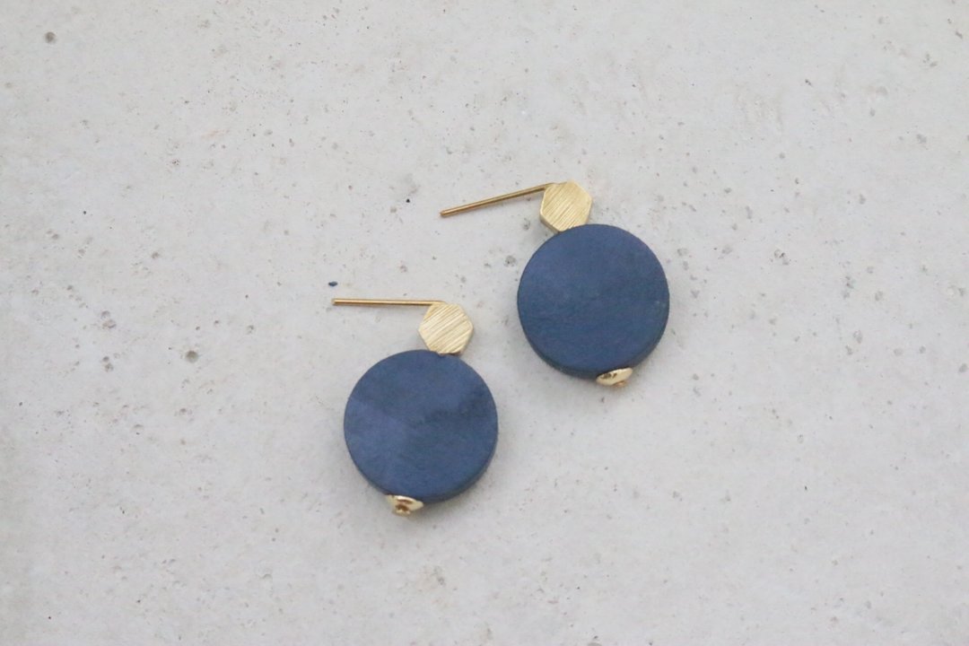 黄铜 耳环 1039-相遇 - 耳环/耳夹 - 其他金属 蓝色