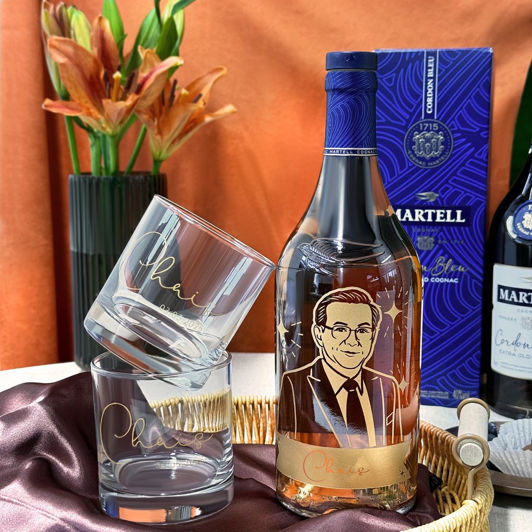 马爹利威士忌订制 人像雕刻礼物威士忌杯文字订制 商务送客户 - 酒类 - 玻璃 