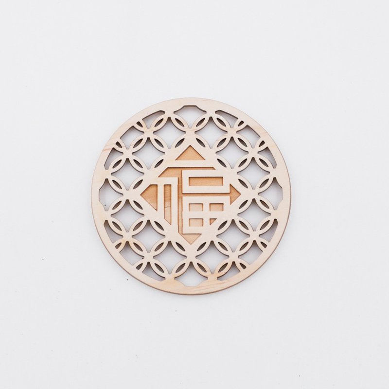 【小盒子】窗花(一组三片) 杯垫/礼物/乔迁礼/来店礼/日本桧木 - 杯垫 - 木头 橘色