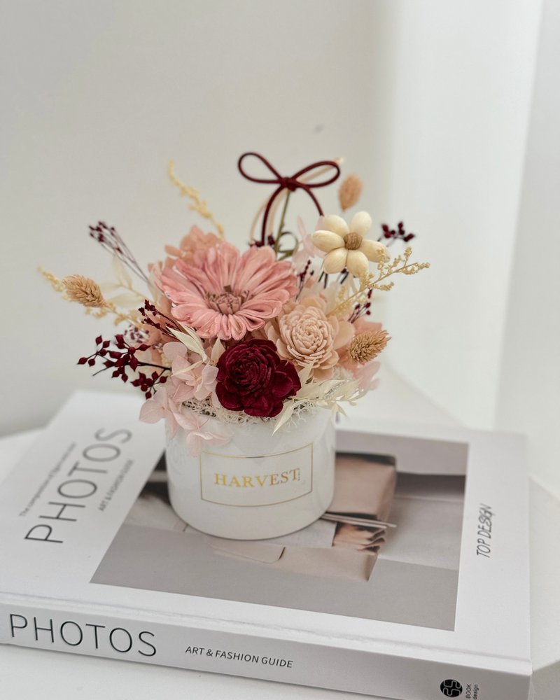 永生干燥扩香盆花-开幕盆花/乔迁礼/新婚礼物/入厝礼/升迁礼 - 干燥花/捧花 - 植物．花 粉红色