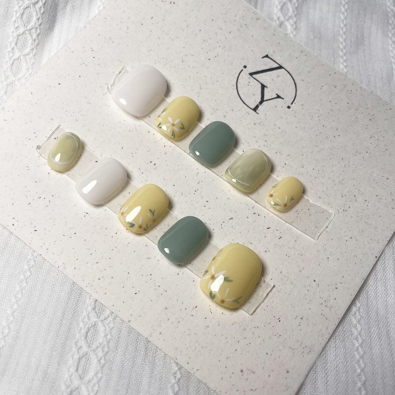 【订制】NO.025 春日雏菊 | 手工穿戴甲 - 指甲油/指甲贴 - 其他材质 黄色