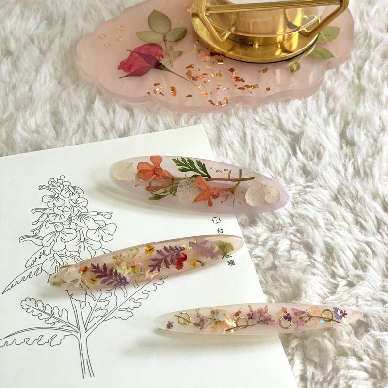干燥花发夹 - 芫荽花 - 发饰 - 树脂 