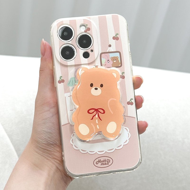 缎带熊 iPhone 手机壳 Grip 智慧托克套装 - 手机壳/手机套 - 塑料 多色