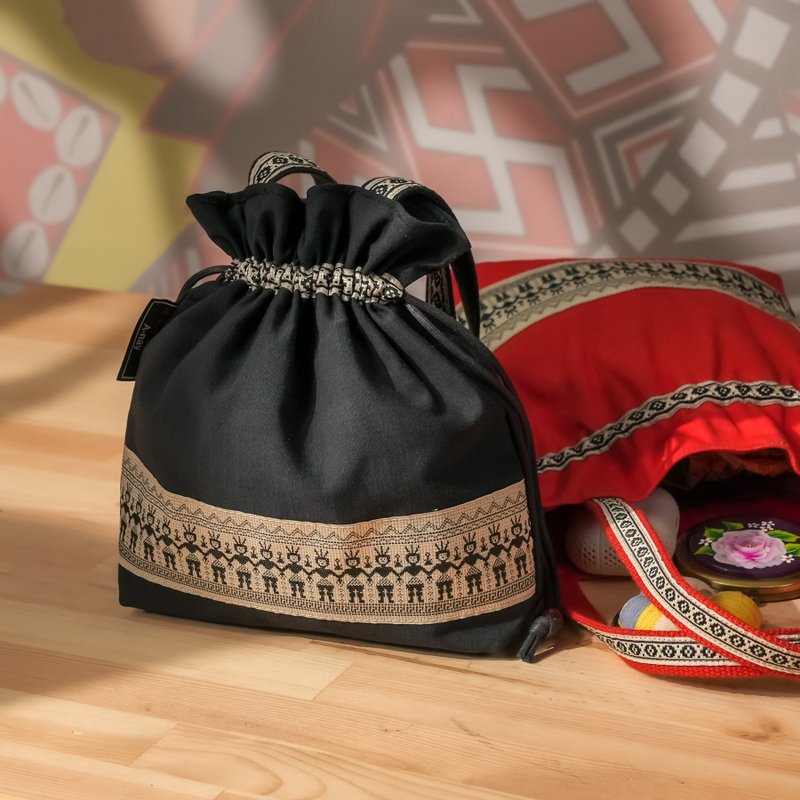 【原风艺站】图腾束口包 | 手提款 | 原住民 族服 台湾印象 - 化妆包/杂物包 - 其他人造纤维 