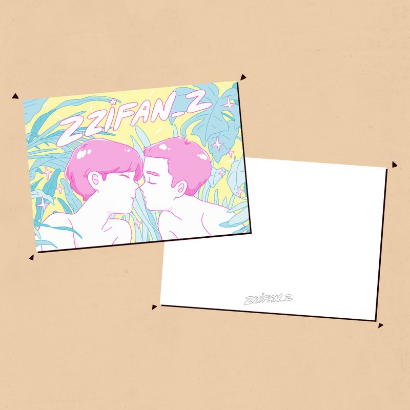 ლ 亲亲 明信片 - 男男 ლ - 卡片/明信片 - 纸 