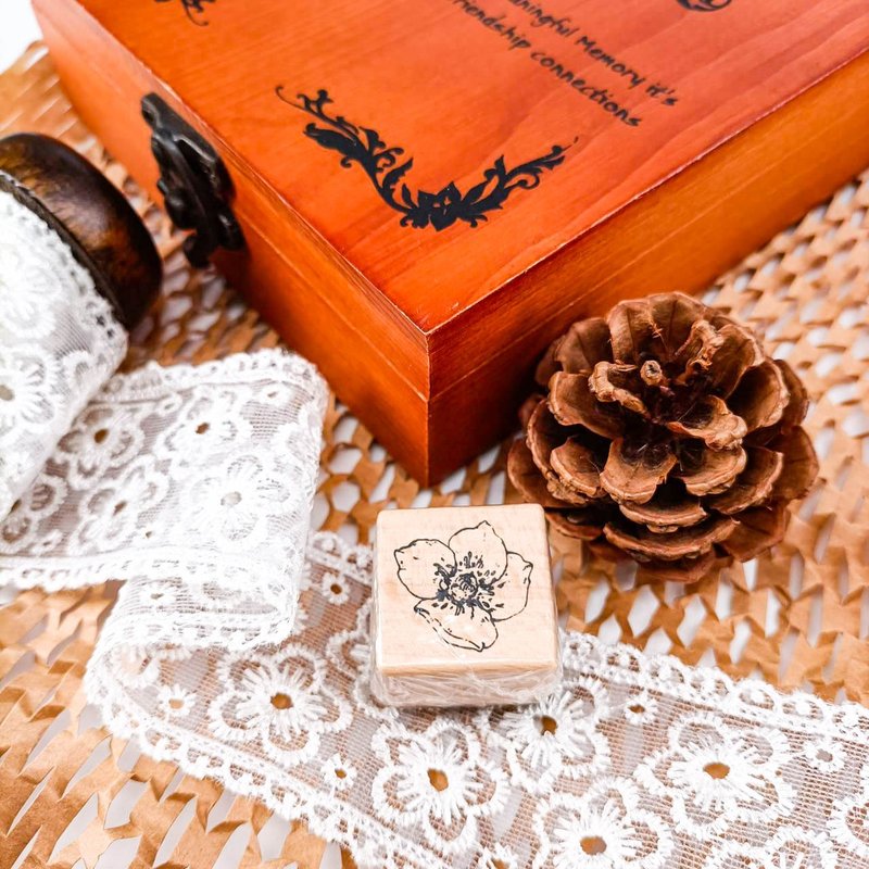 3E119_花系列N/ Flower series.N/櫸木印章 Wood Rubber Stamp - 印章/印台 - 木头 卡其色