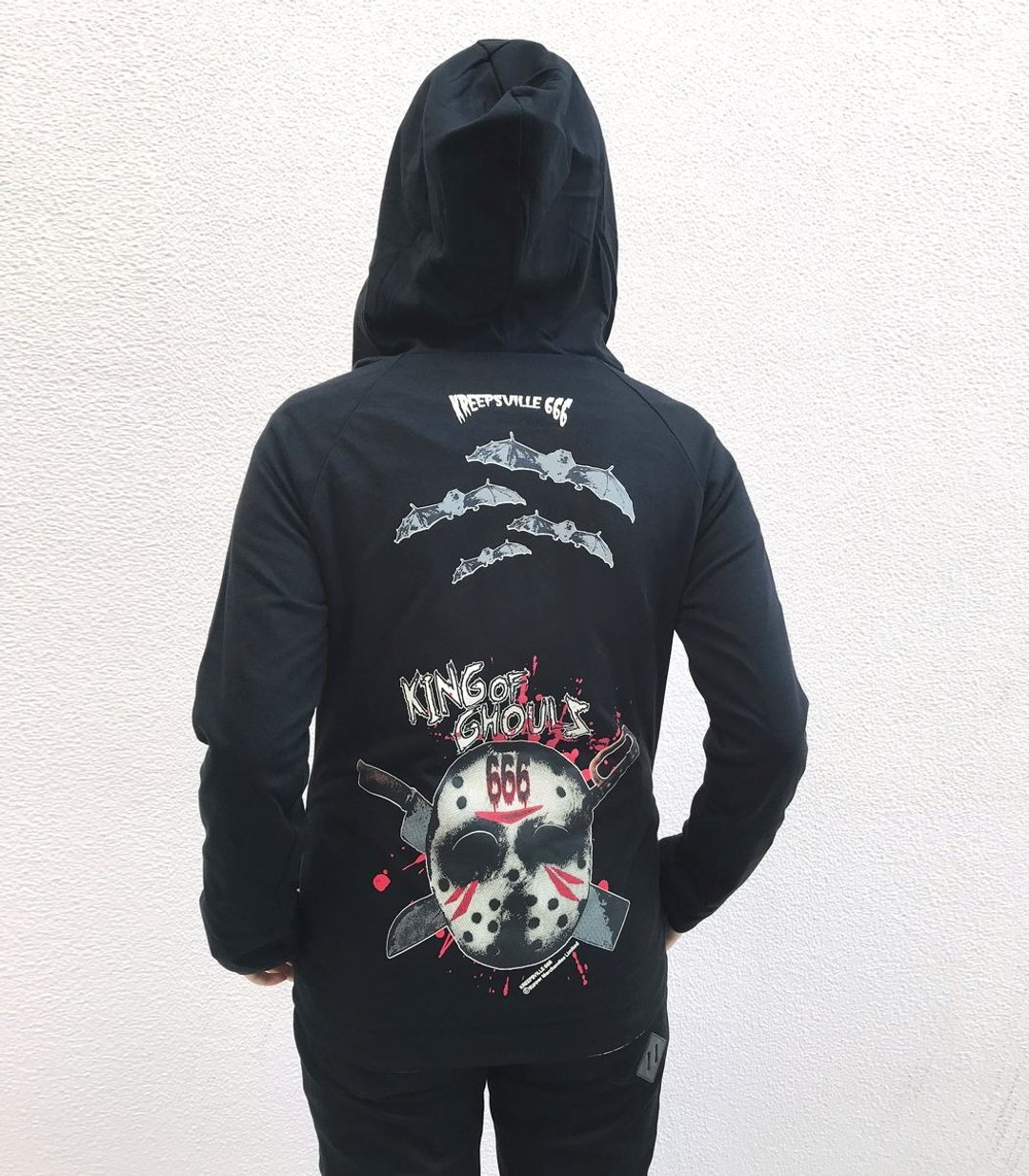 GHOULS 双面连帽外套 / 黑色 / S 尺寸 / kreepsville666 / ka025-24-bk_wh - 女装上衣 - 聚酯纤维 黑色