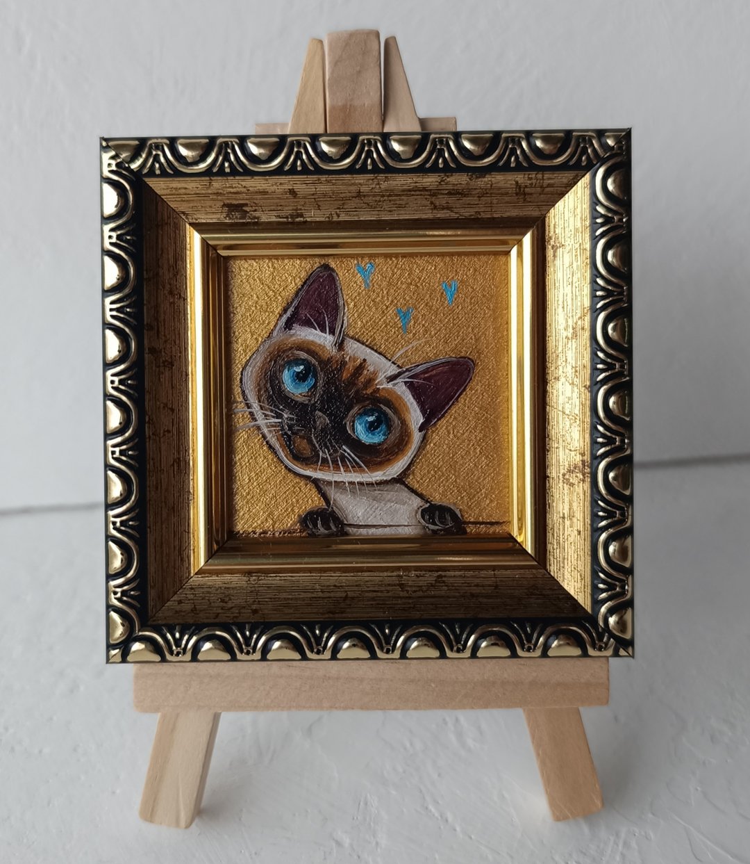 暹罗小猫油画 Cat Art 5*5 厘米 - 墙贴/壁贴 - 其他金属 金色