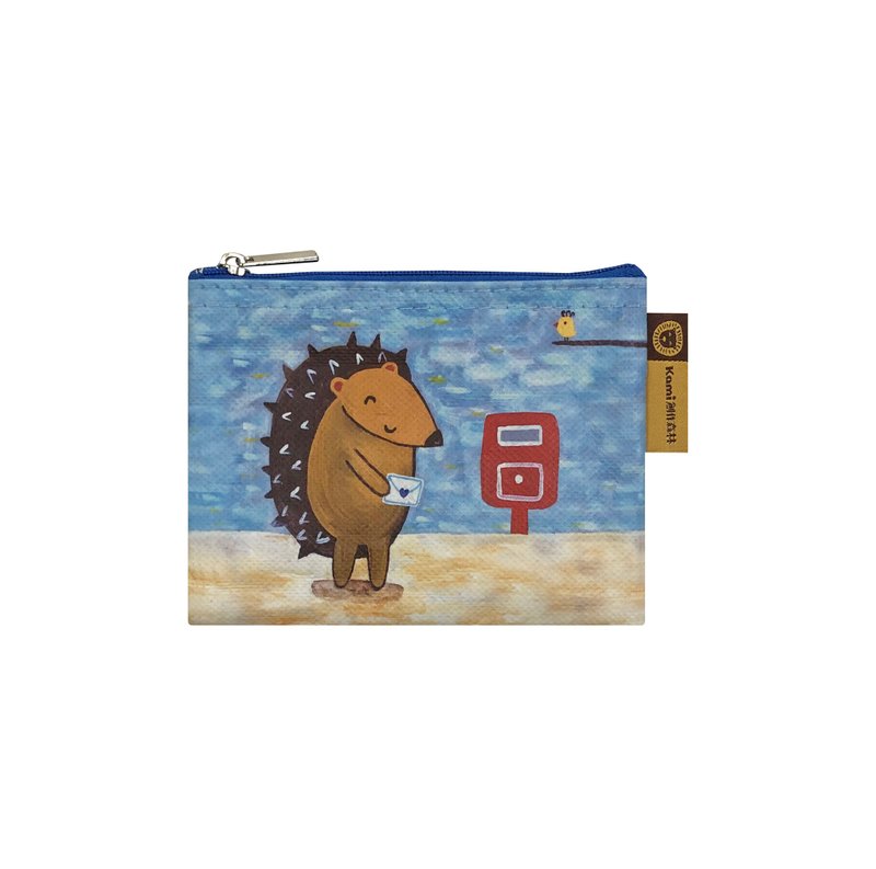 Sunny Bag x Kami创作森林 万用收纳袋(小)-小刺猬 - 化妆包/杂物包 - 其他材质 蓝色