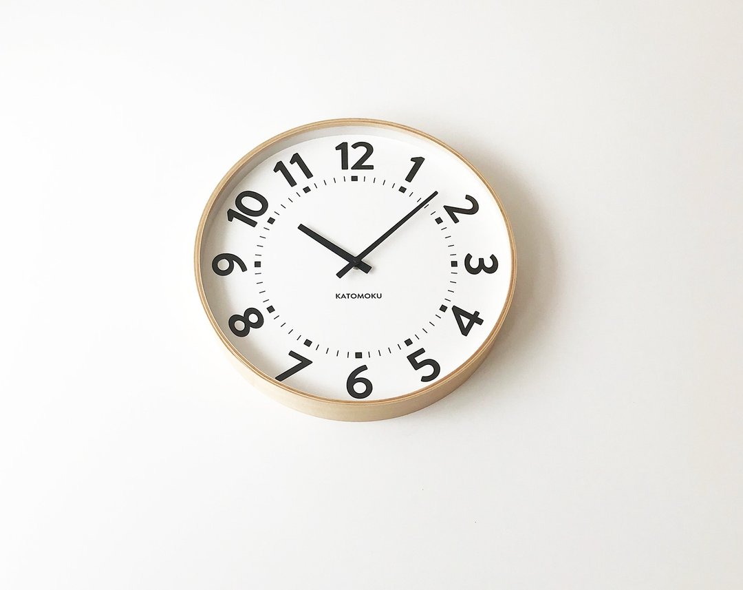 KATOMOKU plywood clock 17 自然色 (km-106NA) 挂钟 日本制造 - 时钟/闹钟 - 木头 卡其色