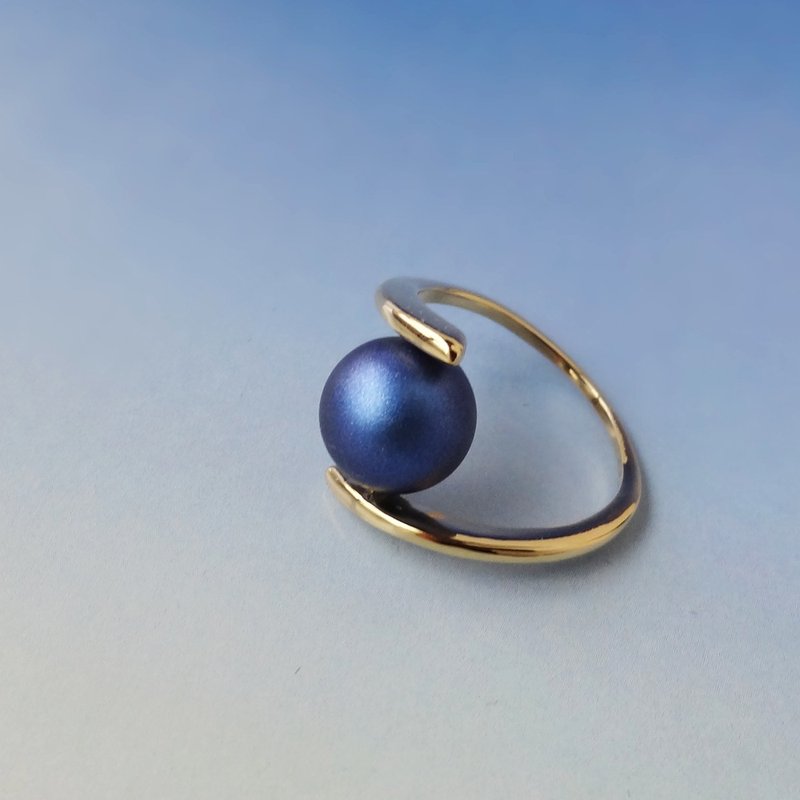 Swarovski iridescent pearl Ring - 戒指 - 水晶 蓝色