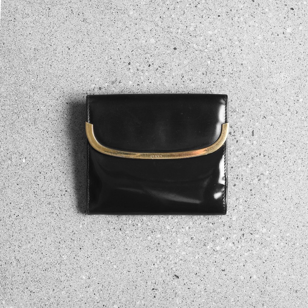 GUCCI 古董短夹 / Vintage 古着 - 皮夹/钱包 - 人造皮革 黑色