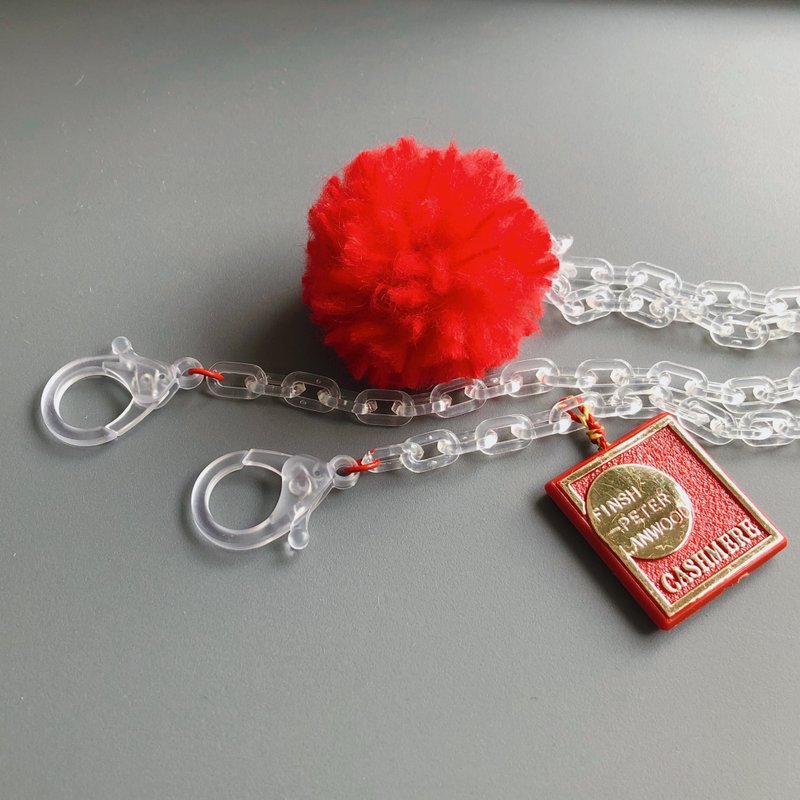 毛球口罩链 / 透明链 / 毛球与吊牌小缀饰 - 挂绳/吊绳 - 其他材质 透明