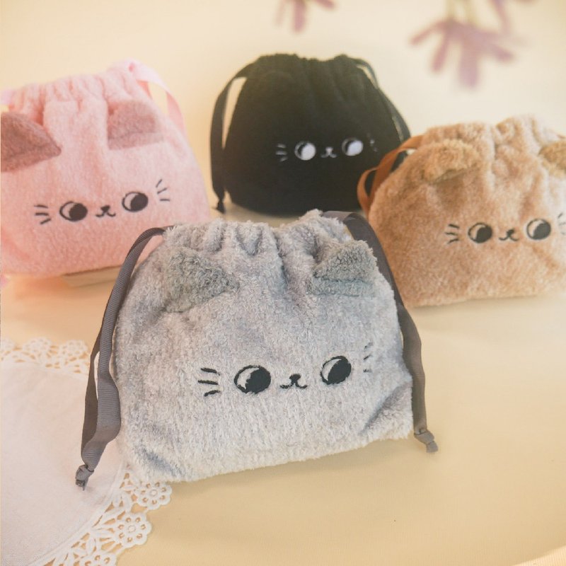 O-CAT－软毛猫束口袋。JBG-261。小物收纳 - 零钱包 - 尼龙 