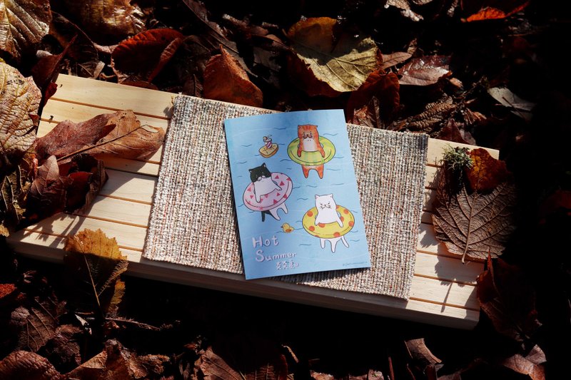 夏日猫咪－游泳猫咪 - 卡片/明信片 - 纸 白色