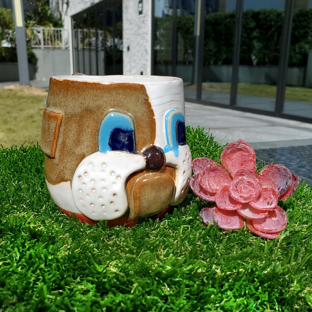 老虎犬陶艺杯 - 咖啡杯/马克杯 - 陶 卡其色