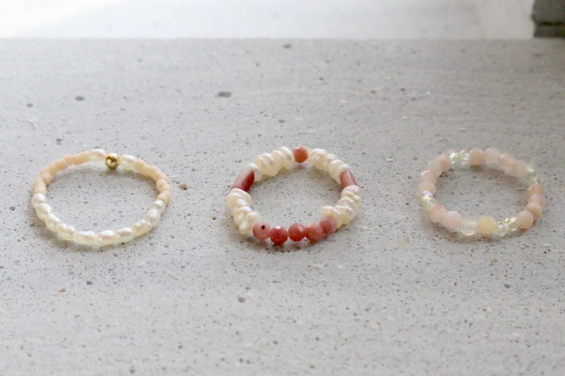 戒指 珍珠 蛋白石 玫瑰石 - 爱哭鬼 - - 戒指 - 宝石 粉红色