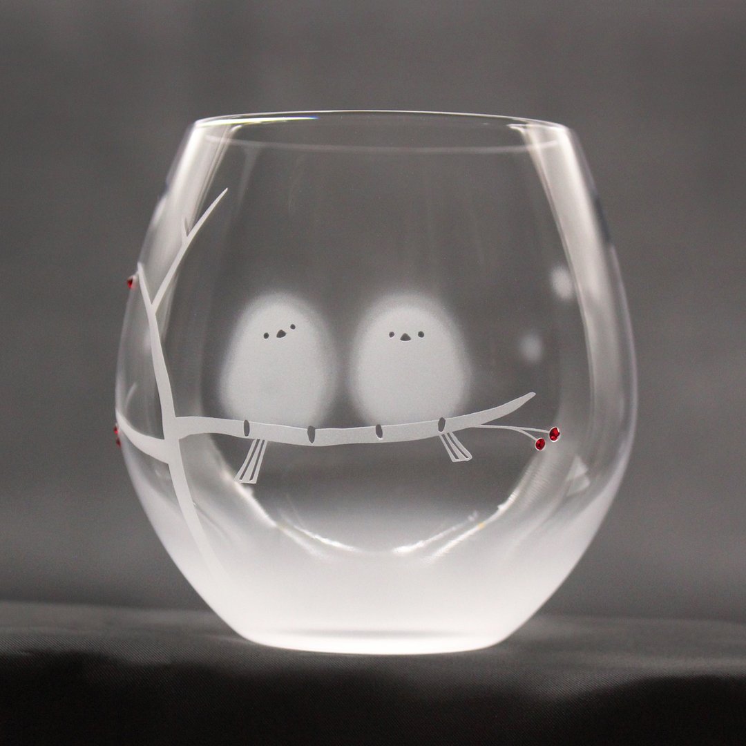 绒羽银喉长尾山雀玻璃杯 - 玻璃杯 - 玻璃 透明