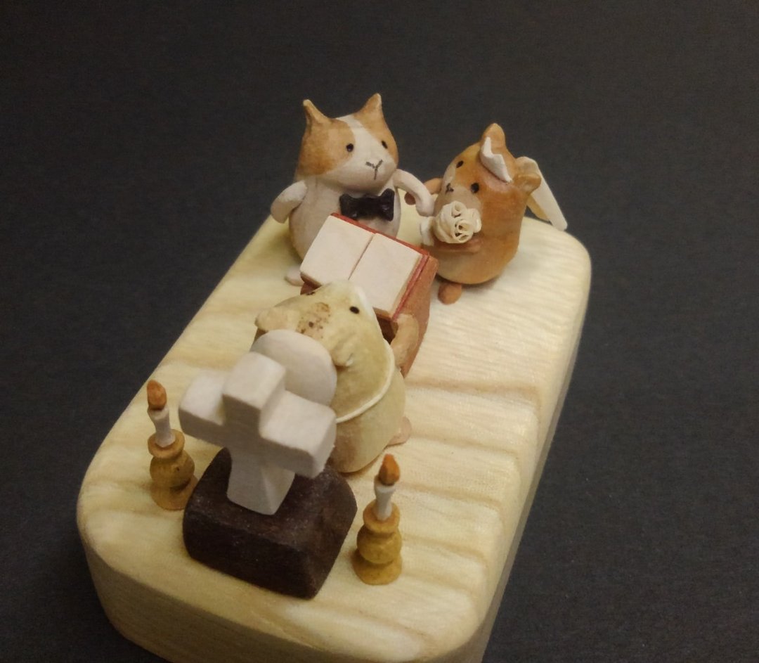 Hamster wedding - 摆饰 - 木头 咖啡色