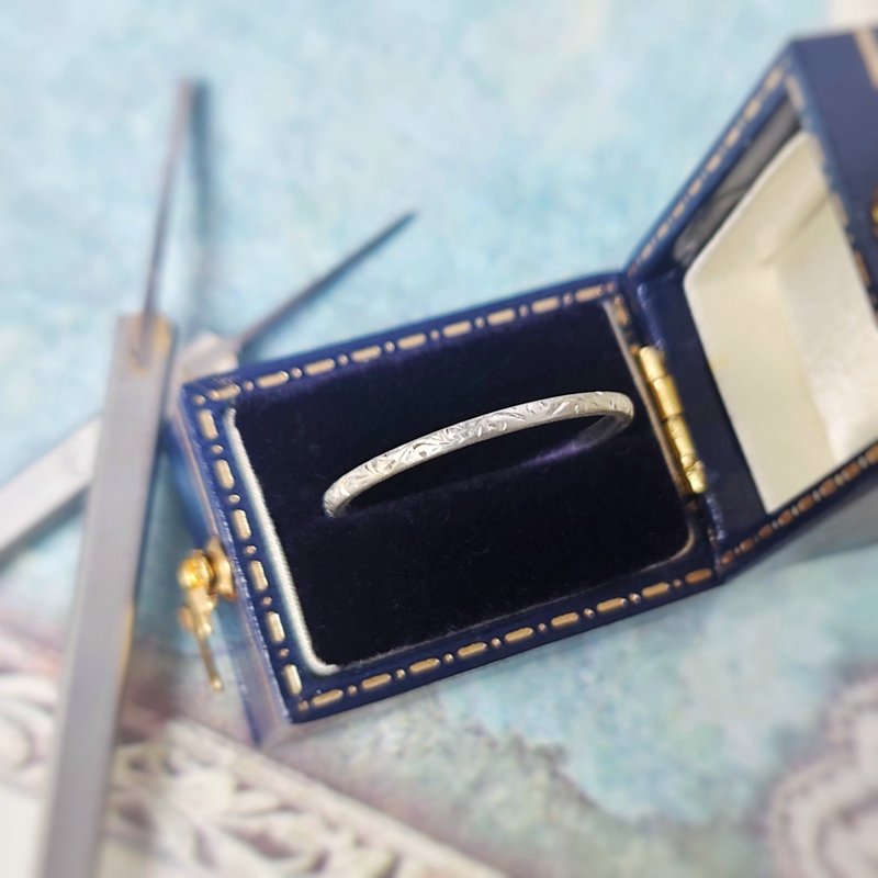 人手批花 ~唐草里的星星~ 纯银微卜幼戒指 传统工艺 - 戒指 - 纯银 银色