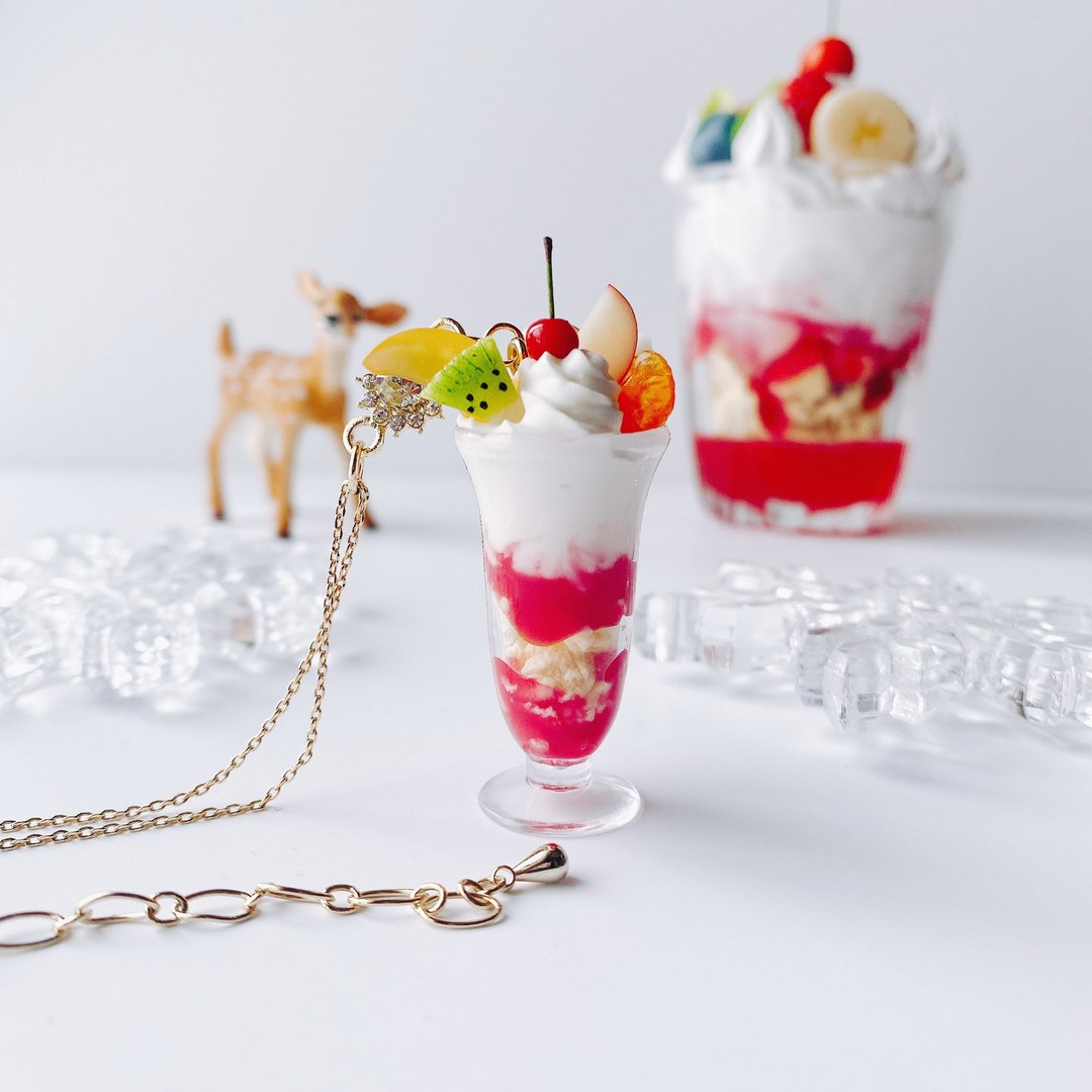 parfait  necklace fake sweets - 项链 - 塑料 红色