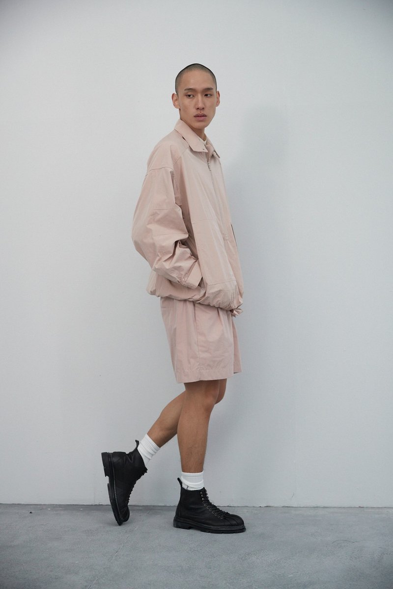 半门襟套头教练外套 - 男装外套 - 聚酯纤维 黑色