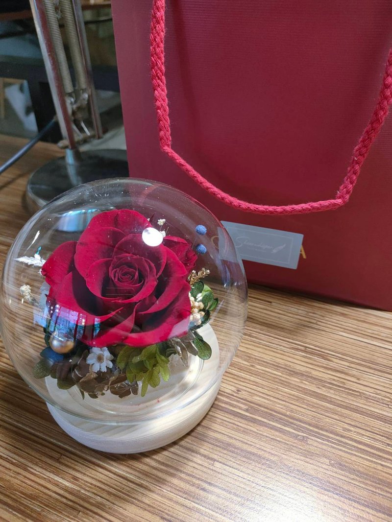 Sheer Whisper絮语藏花 情有独钟 情有独锺日本永生花玻璃球/玻璃罩 - 干燥花/捧花 - 植物．花 红色