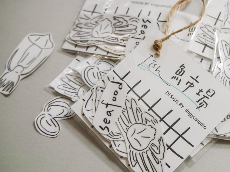 鱼市场贴纸组 /6入 - 贴纸 - 防水材质 灰色