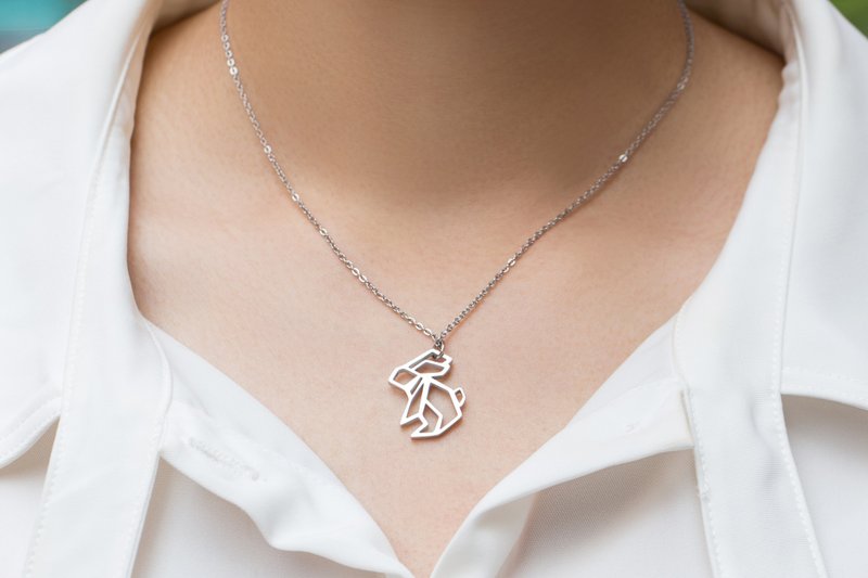 兔子- 几何短链系列- 抗敏医疗钢 - 项链 - 不锈钢 银色
