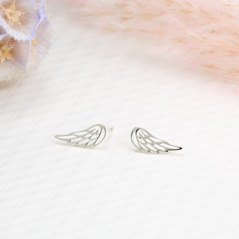 【Angel & Me】天使 梦想 翅膀 s925纯银耳环 耳夹 生日 圣诞礼物 - 耳环/耳夹 - 纯银 银色