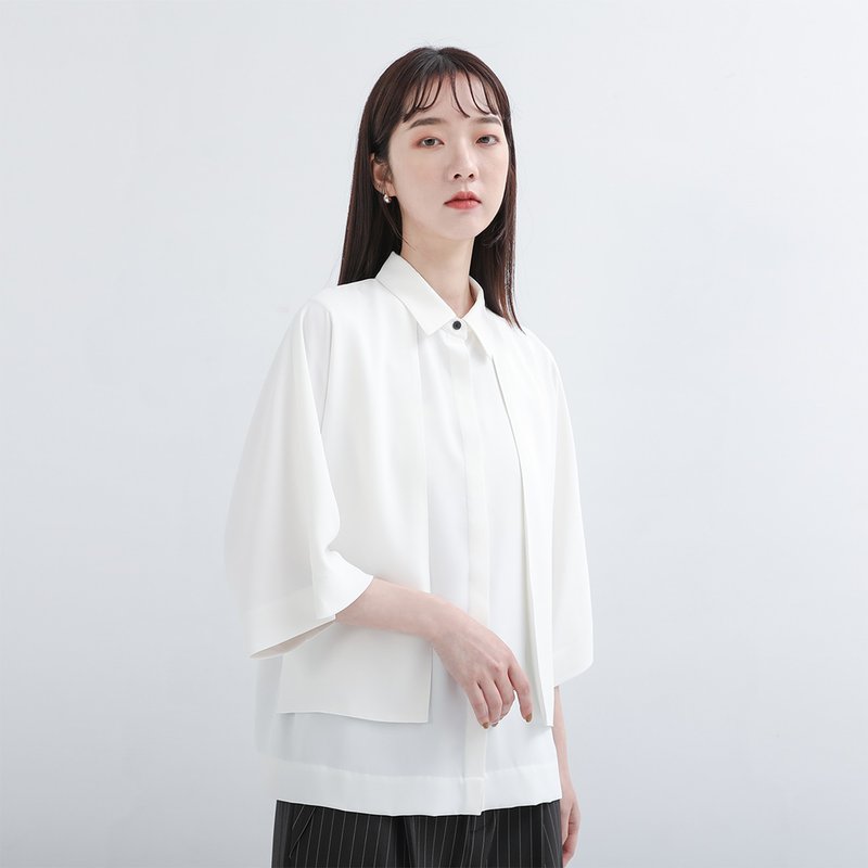 【经典原创】Trigonometric_三角函数小露背衬衫_CLT001_白 - 女装衬衫 - 聚酯纤维 白色