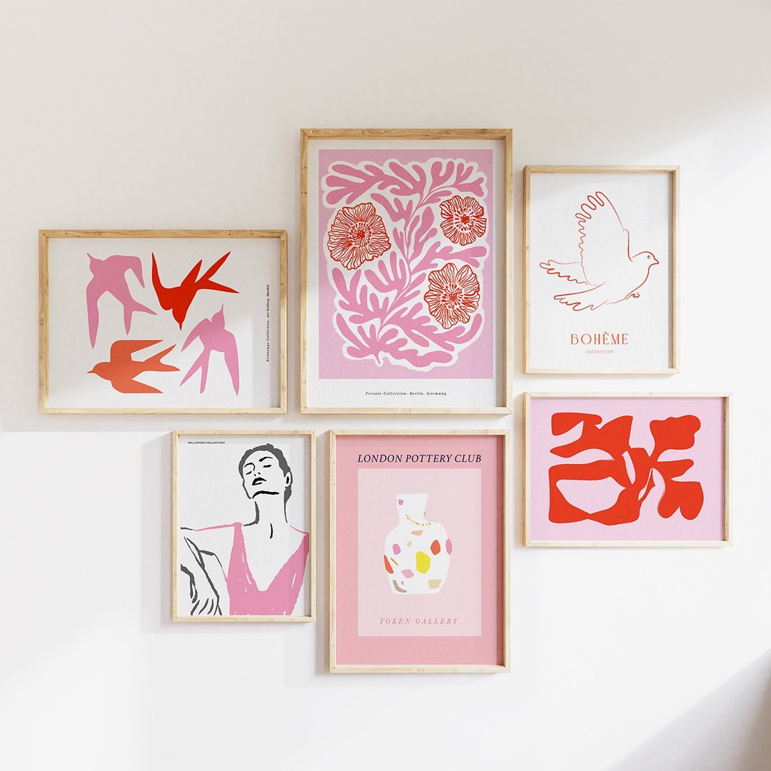 ROSE - 粉红色系画廊墙 x6 挂画装饰 插画 海报 居家布置 - 电子手绘真人画像/绘画/插画 - 其他材质 