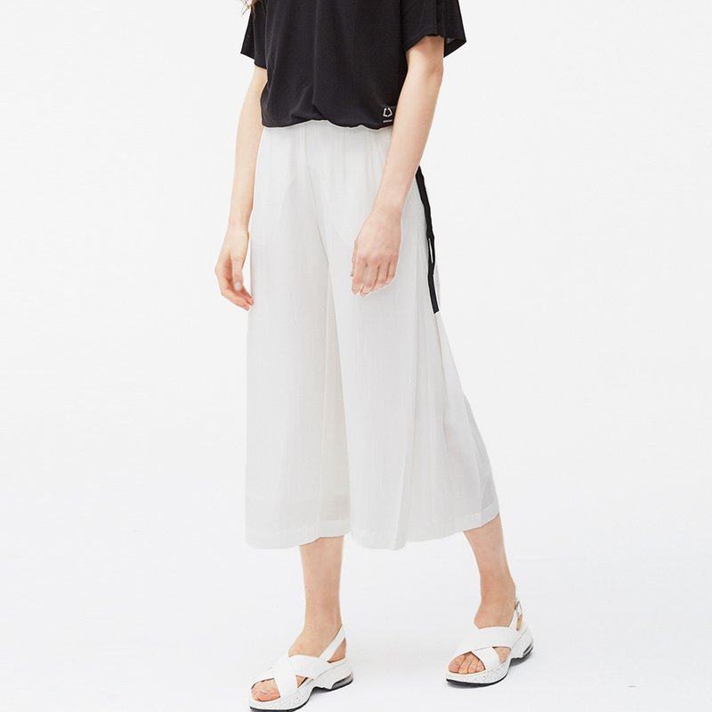 【COOCHAD】天丝棉 侧边折宽裤_云白 - 女装长裤 - 其他材质 白色