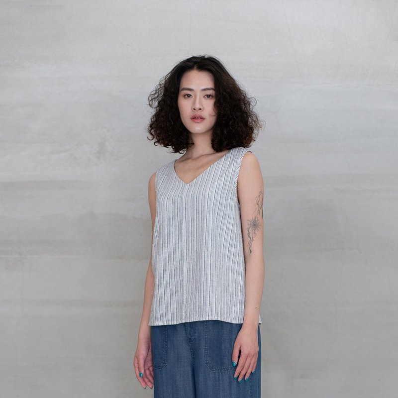 闲适自在条纹背心 Peace Of Mind Stripe Top T340 - 女装背心 - 棉．麻 多色