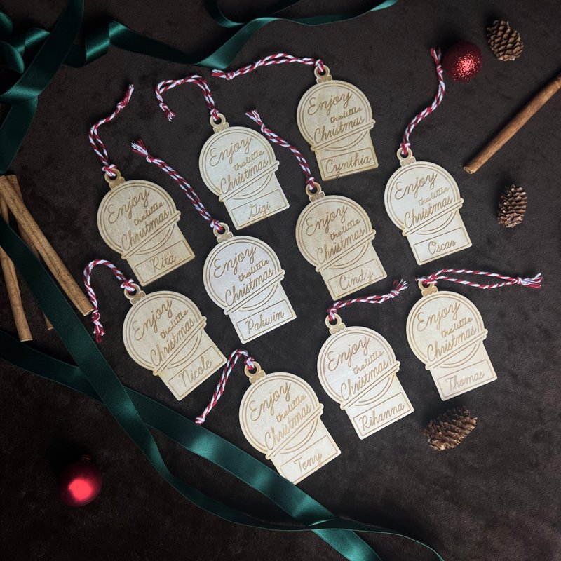 定制化木牌 礼物 圣诞礼物 包装 圣诞节礼物 圣诞礼物盒 木制心意 - 卡片/明信片 - 木头 红色