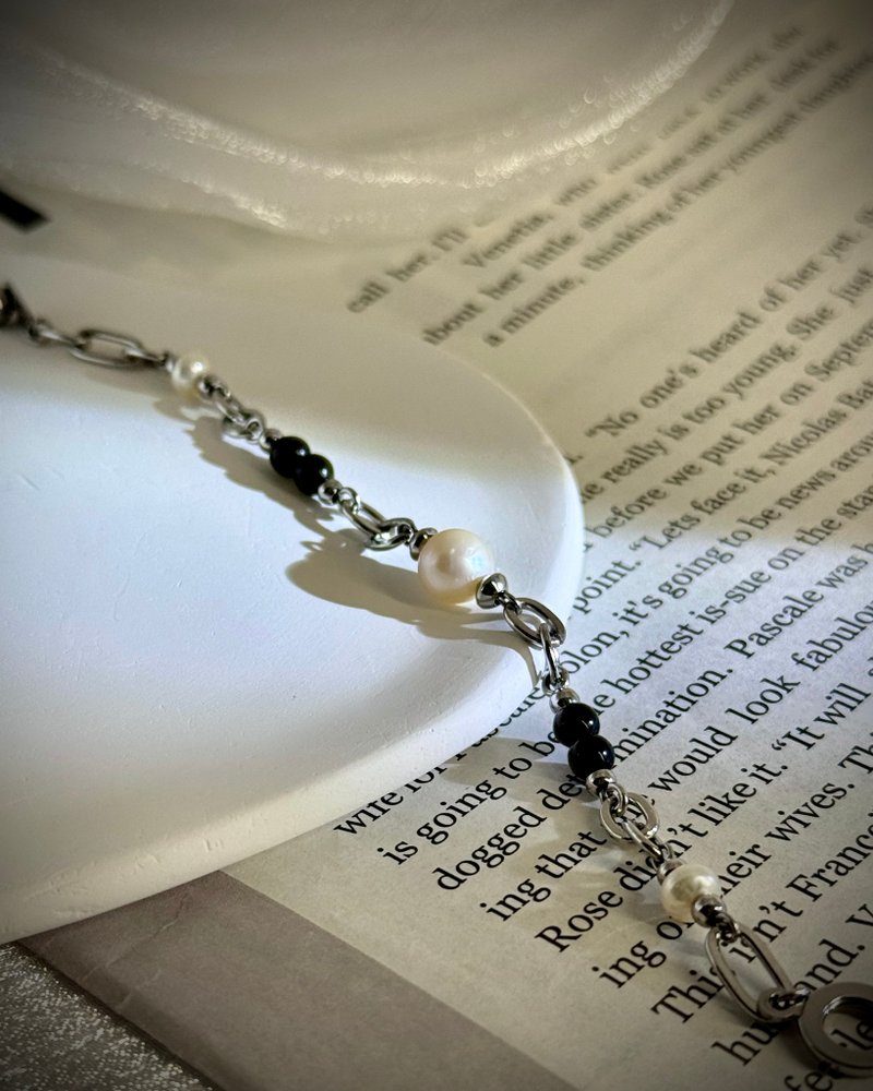彼得潘的梦想珍珠手链 - 医疗钢/淡水珍珠/金曜石/黑曜石/按扣 - 手链/手环 - 水晶 